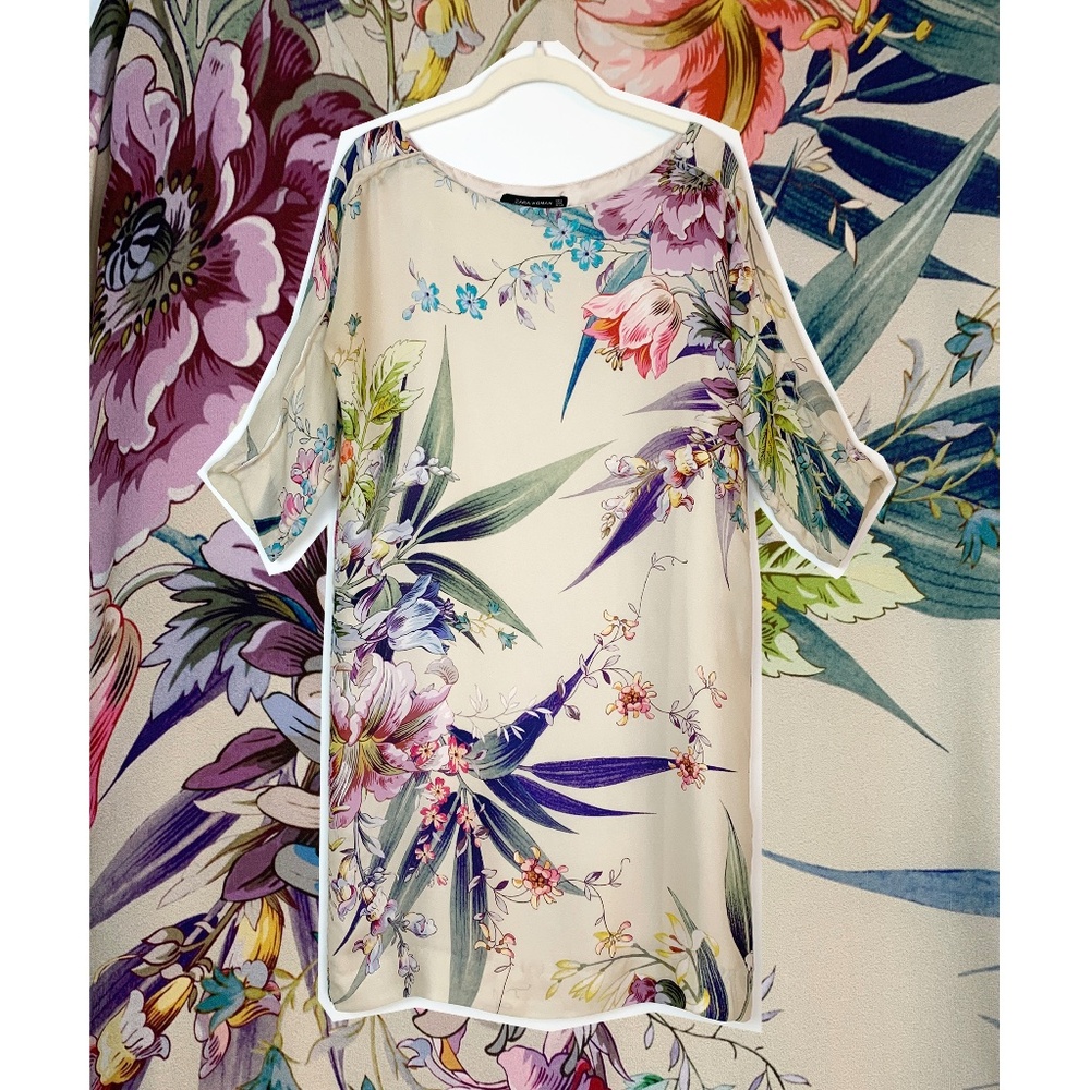Zara floral silk dress, size M